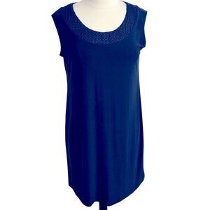 R&M Richards Petite Women's Sleeveless Shimmering Scoop Neckline, Navy, Size 12P